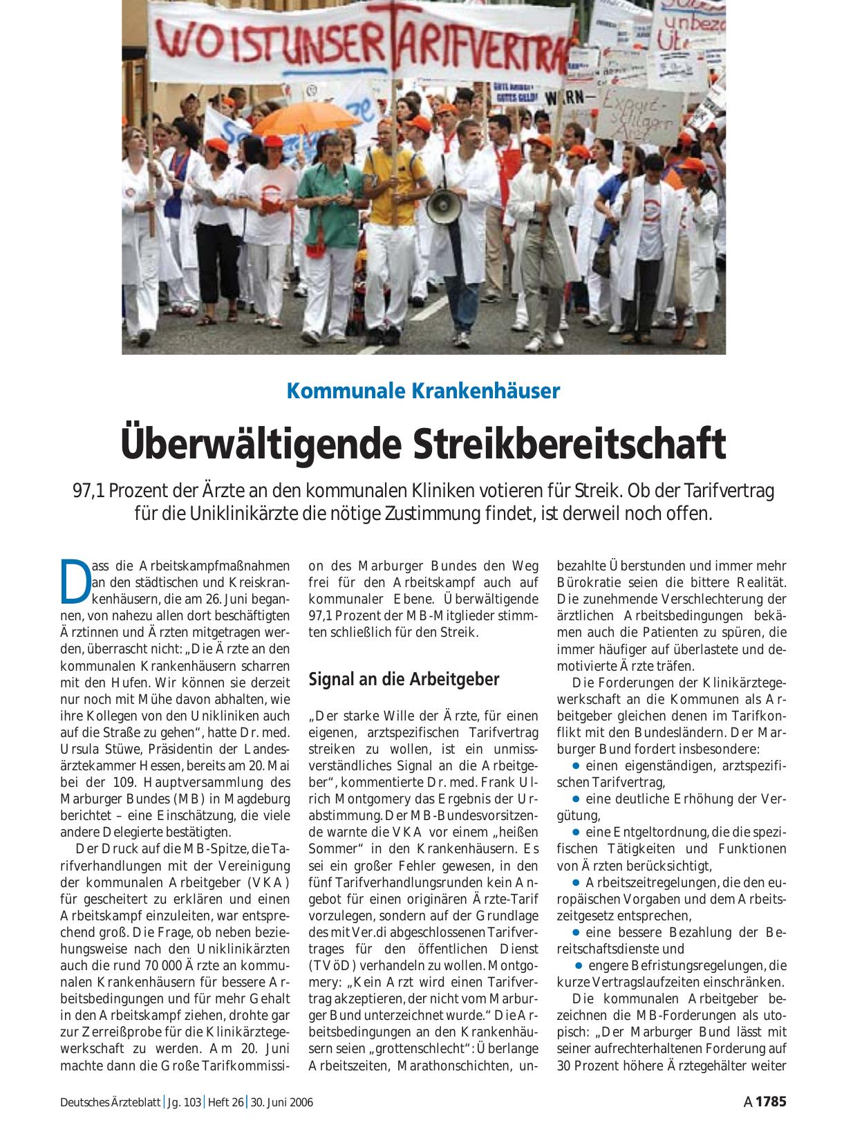 Vorschauseite 1: Kommunale Krankenhäuser: Überwältigende Streikbereitschaft