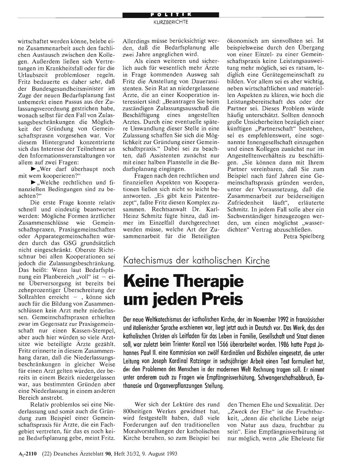 Vorschauseite 1: Katechismus der katholischen Kirche: Keine Therapie um jeden Preis