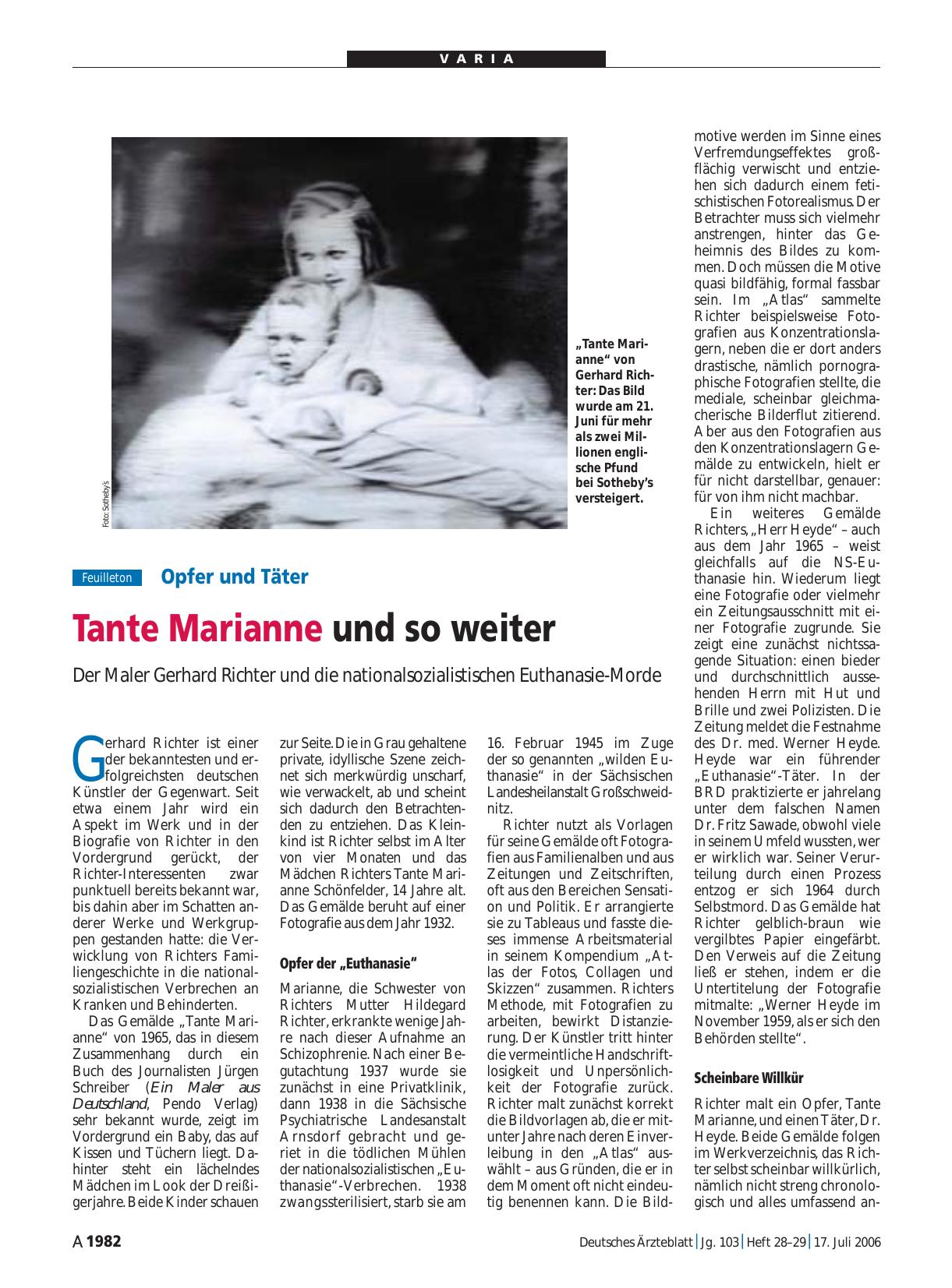 Vorschauseite 1: Opfer und Täter: Tante Marianne und so weiter