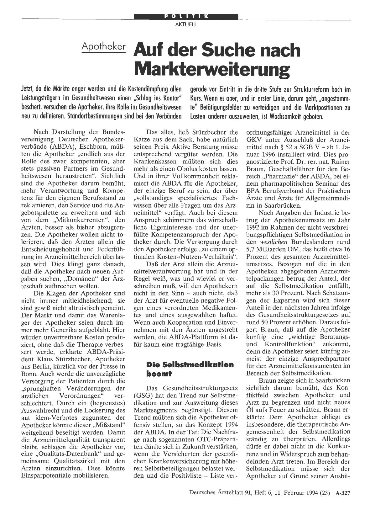 Vorschauseite 1: Apotheker: Auf der Suche nach Markterweiterung