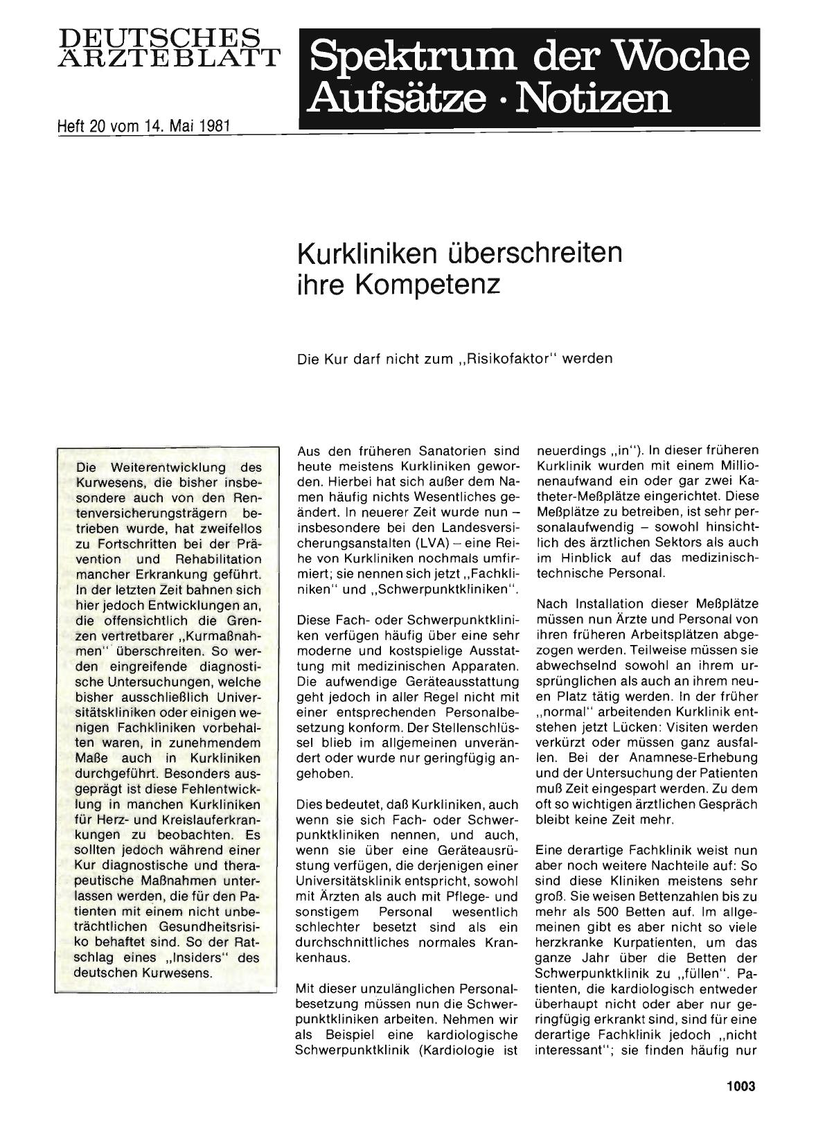 Vorschauseite 1: Kurkliniken überschreiten ihre Kompetenz