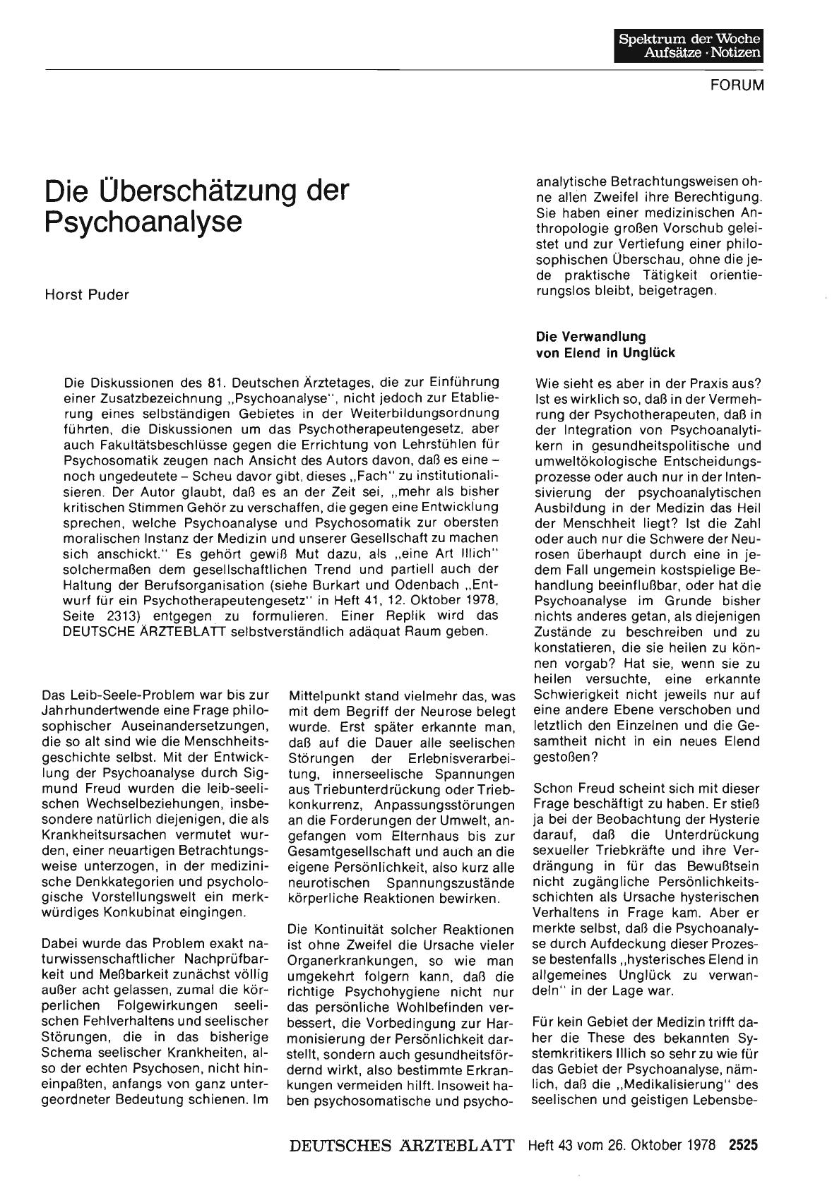 Vorschauseite 1: Die Überschätzung der Psychoanalyse