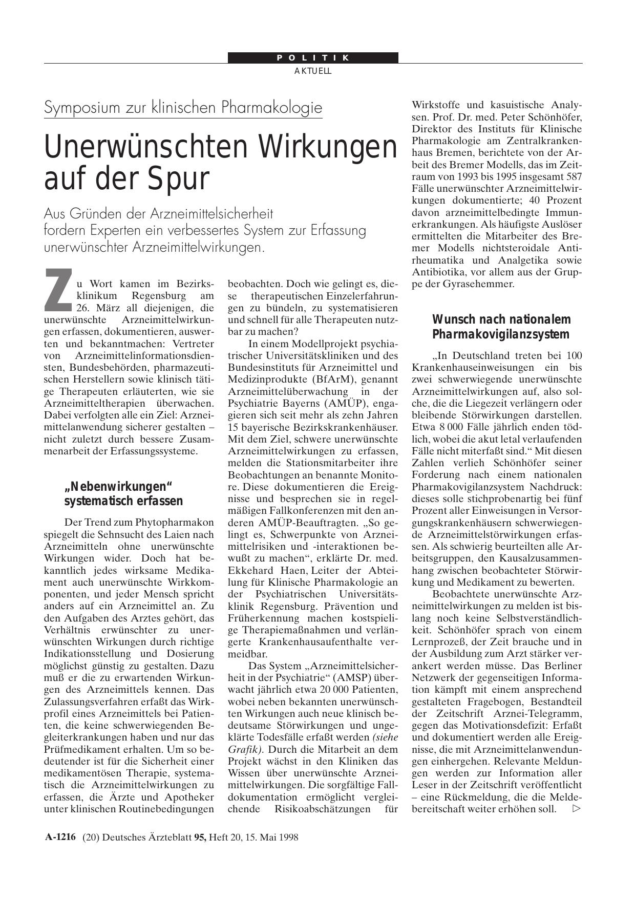 Vorschauseite 1: Symposium zur klinischen Pharmakologie: Unerwünschten Wirkungen auf der Spur