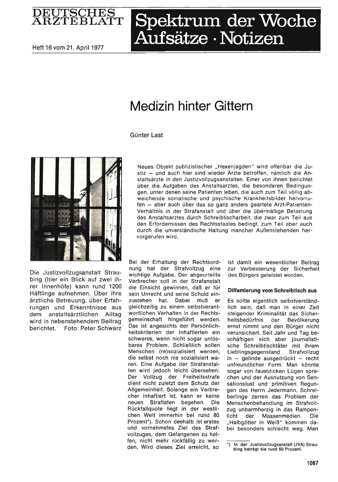 Vorschauseite 1: Medizin hinter Gittern
