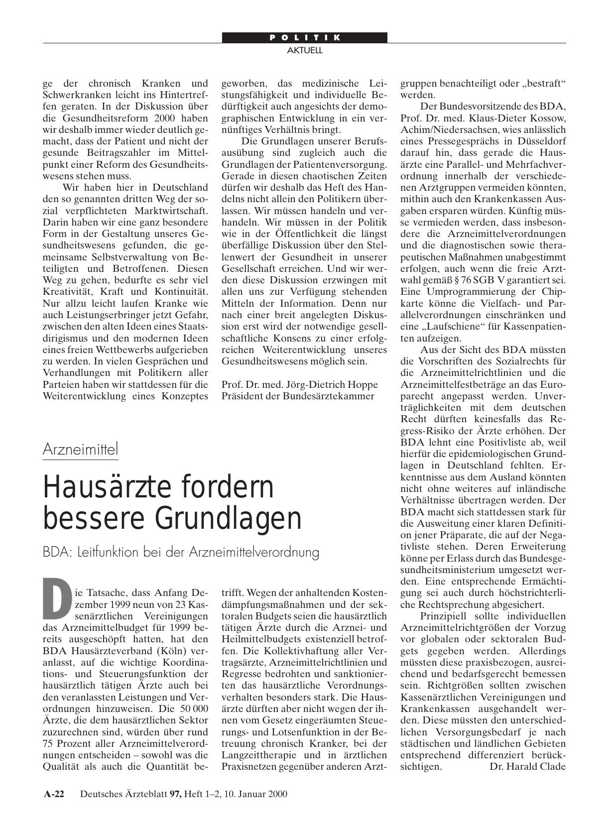 Vorschauseite 1: Arzneimittel: Hausärzte fordern bessere Grundlagen