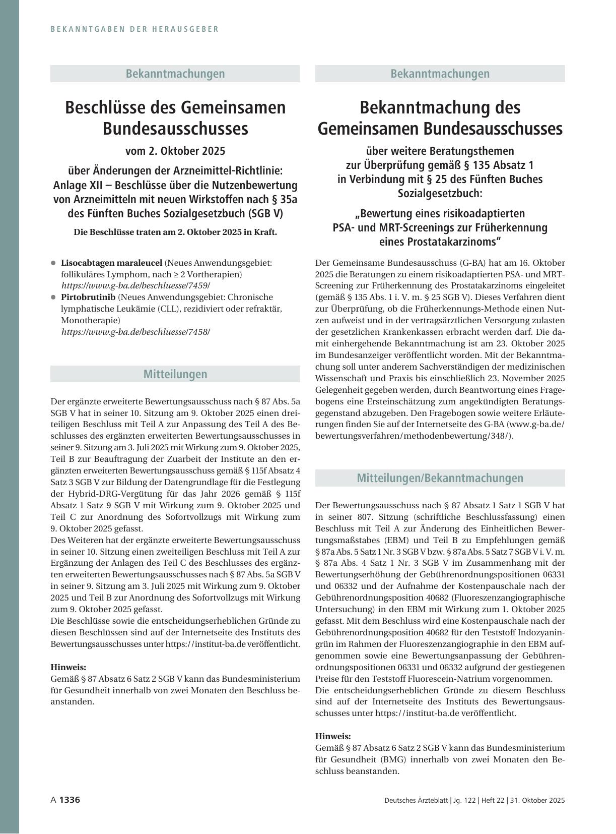Vorschauseite 1: Mitteilungen/Bekanntmachungen