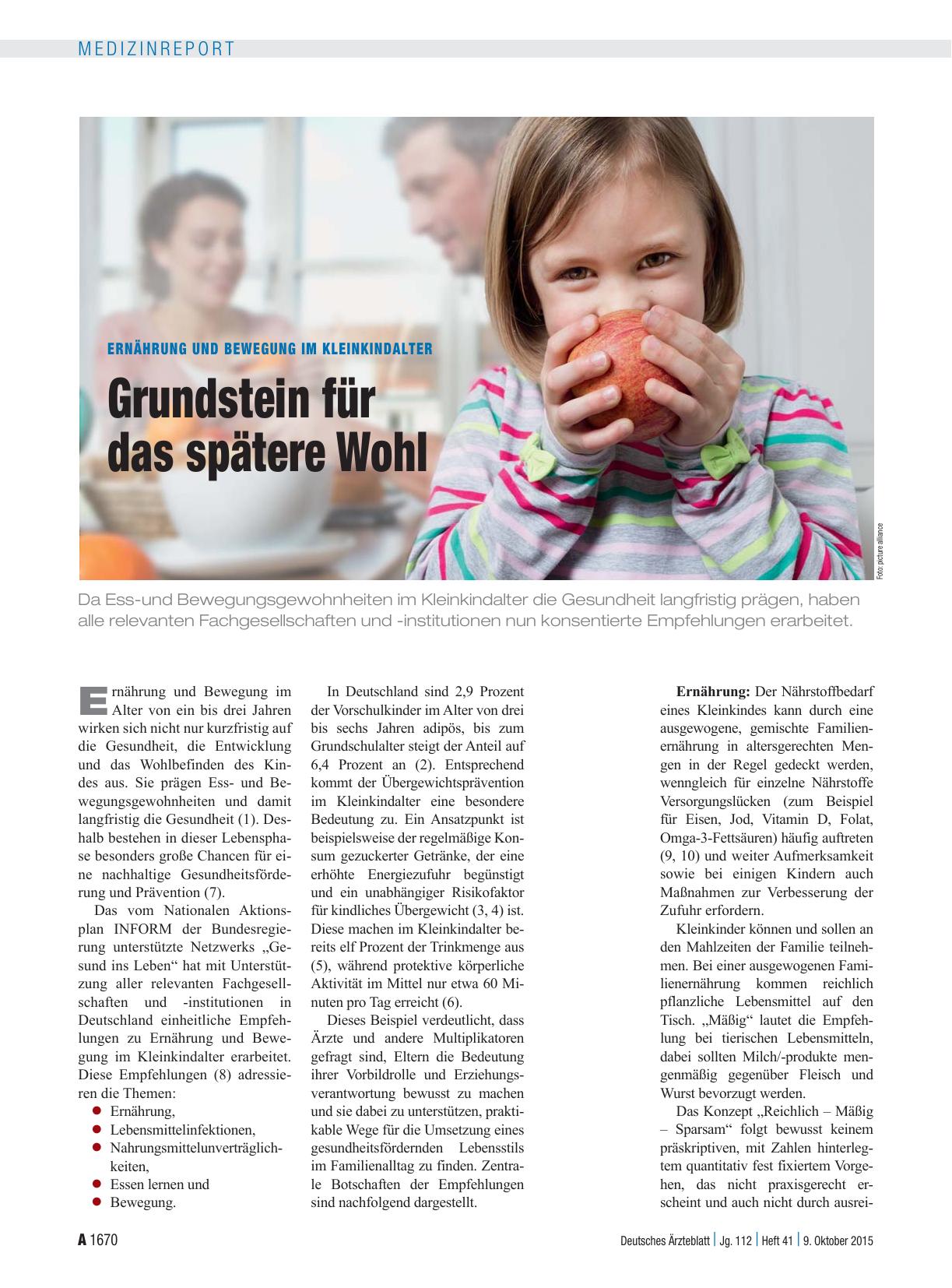 Vorschauseite 1: Ernährung und Bewegung im Kleinkindalter: Grundstein für das spätere Wohl