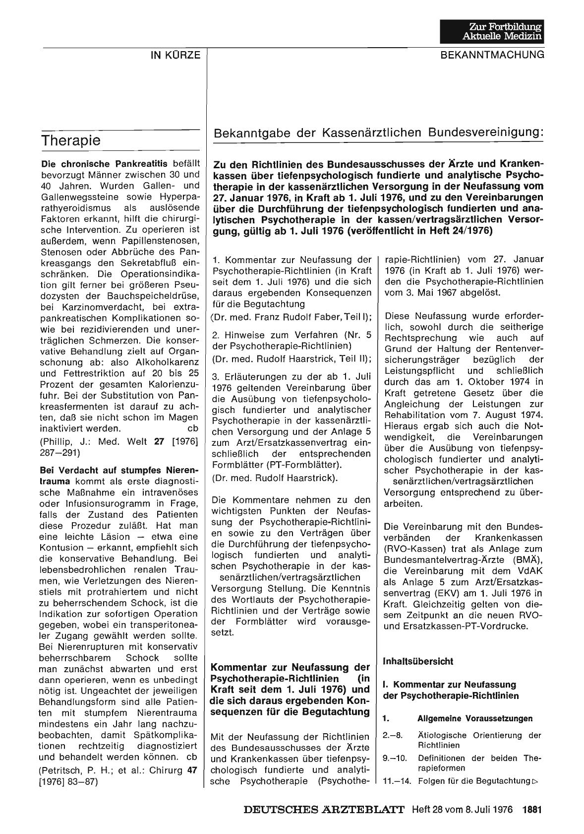 Vorschauseite 1: Bekanntgabe der Kassenärztlichen Bundesvereinigung: