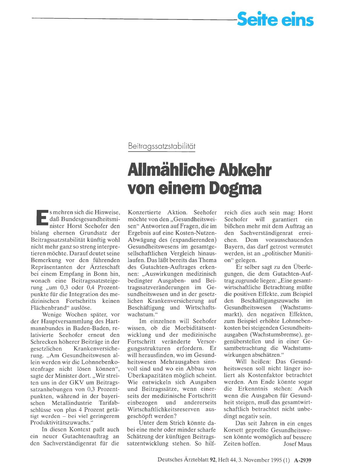 Vorschauseite 1: Beitragssatzstabilität: Allmähliche Abkehr von einem Dogma