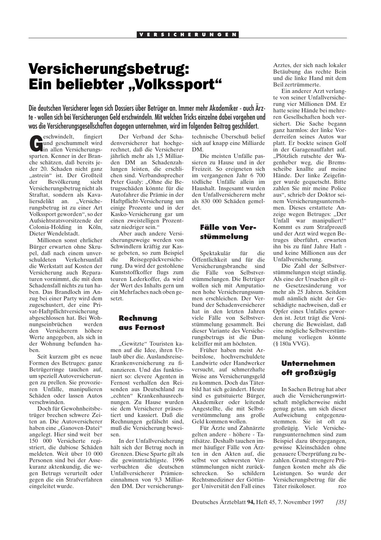 Vorschauseite 1: Versicherungsbetrug: Ein beliebter „Volkssport“