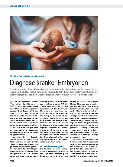 Vorschauseite 1: Stiefkind Präimplantationsdiagnostik: Diagnose kranker Embryonen
