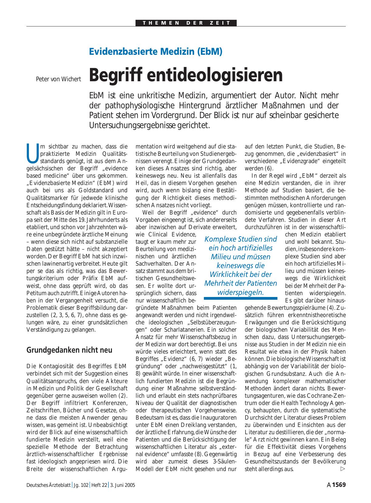 Vorschauseite 1: Evidenzbasierte Medizin (EbM): Begriff entideologisieren