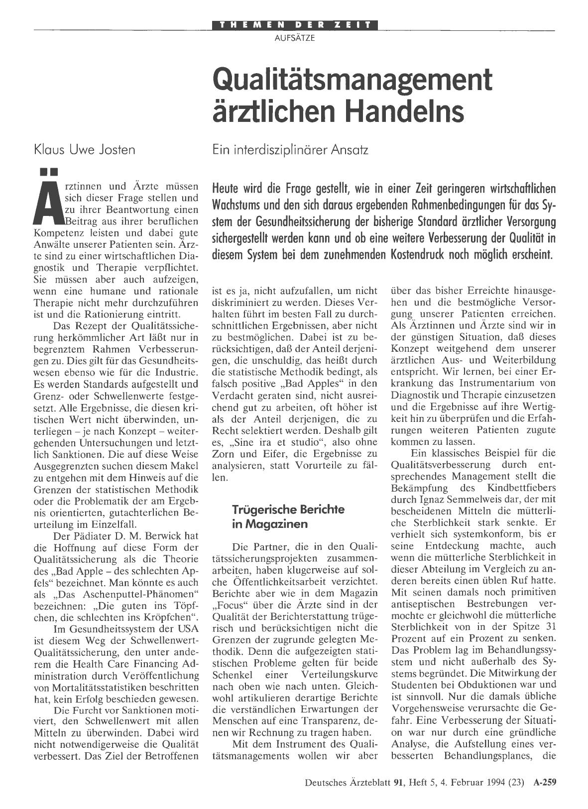 Vorschauseite 1: Qualitätsmanagement ärztlichen Handelns