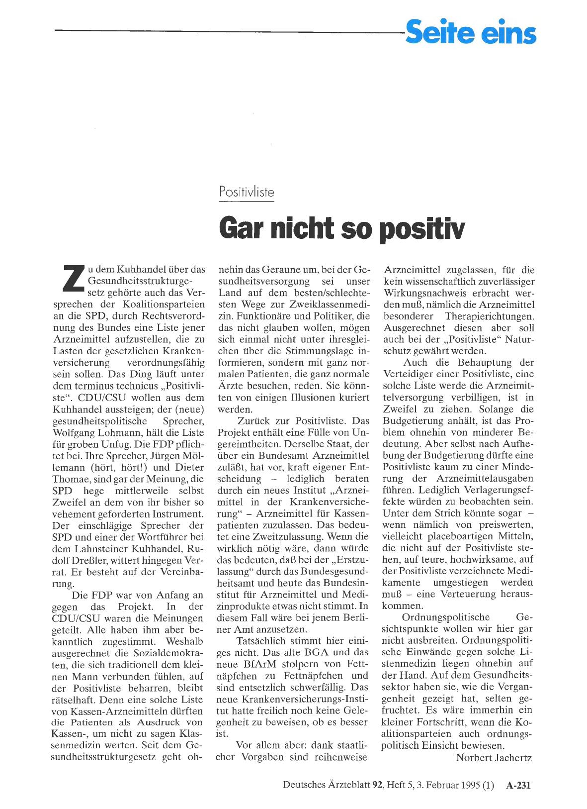 Vorschauseite 1: Positivliste: Gar nicht so positiv