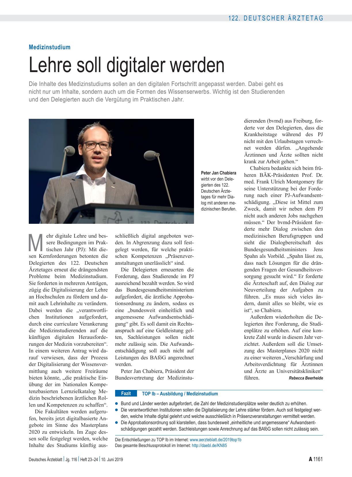 Vorschauseite 1: Medizinstudium: Lehre soll digitaler werden