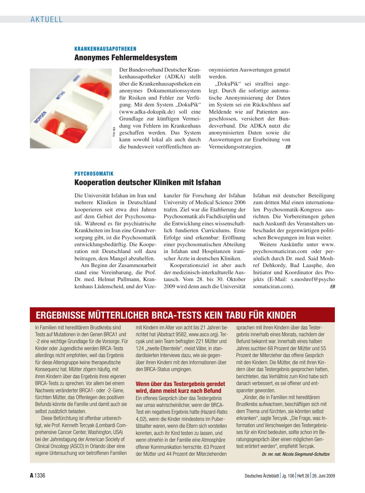 Vorschauseite 1: Psychosomatik: Kooperation deutscher Kliniken mit Isfahan