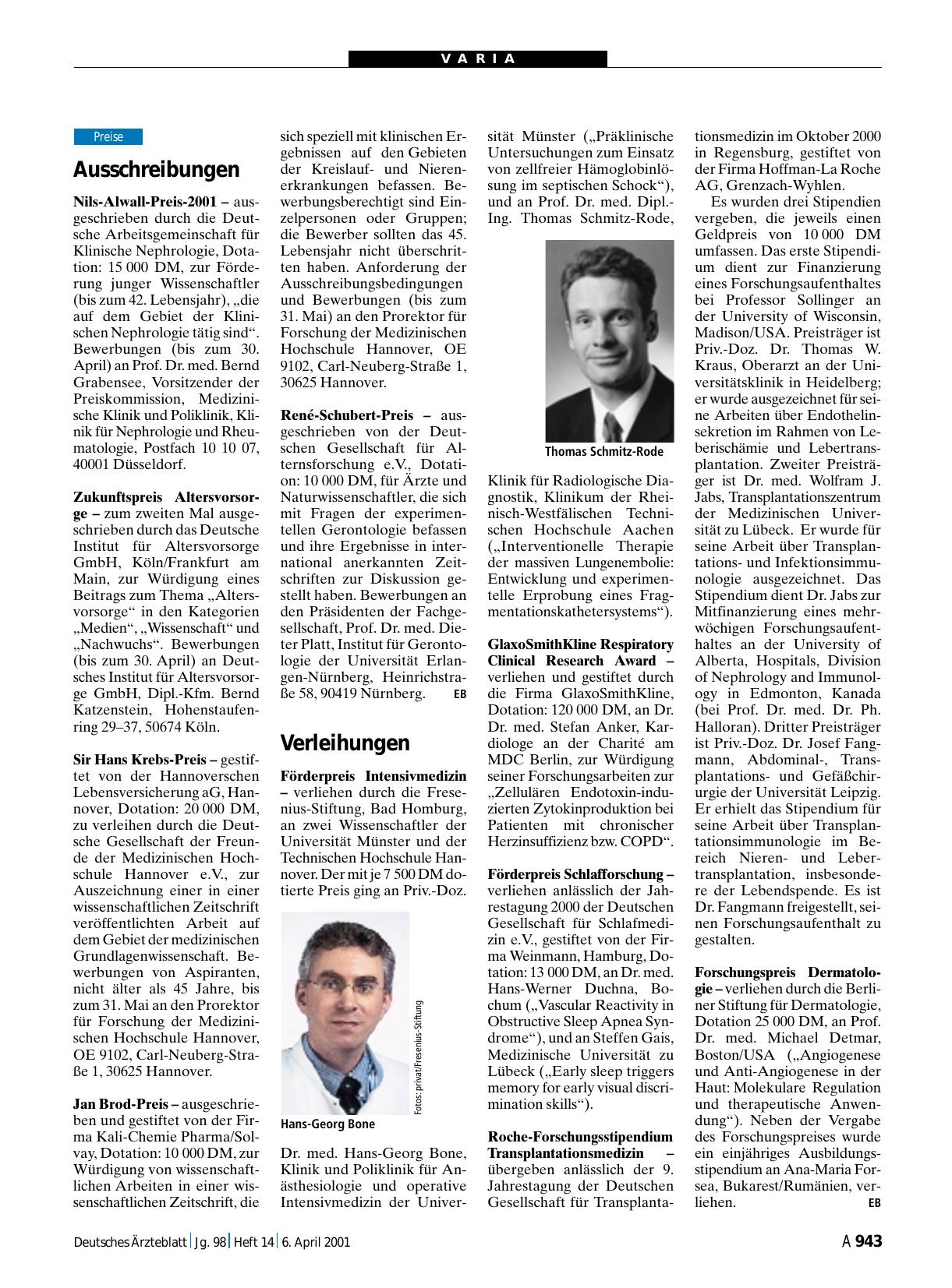 Vorschauseite 1: Verleihungen