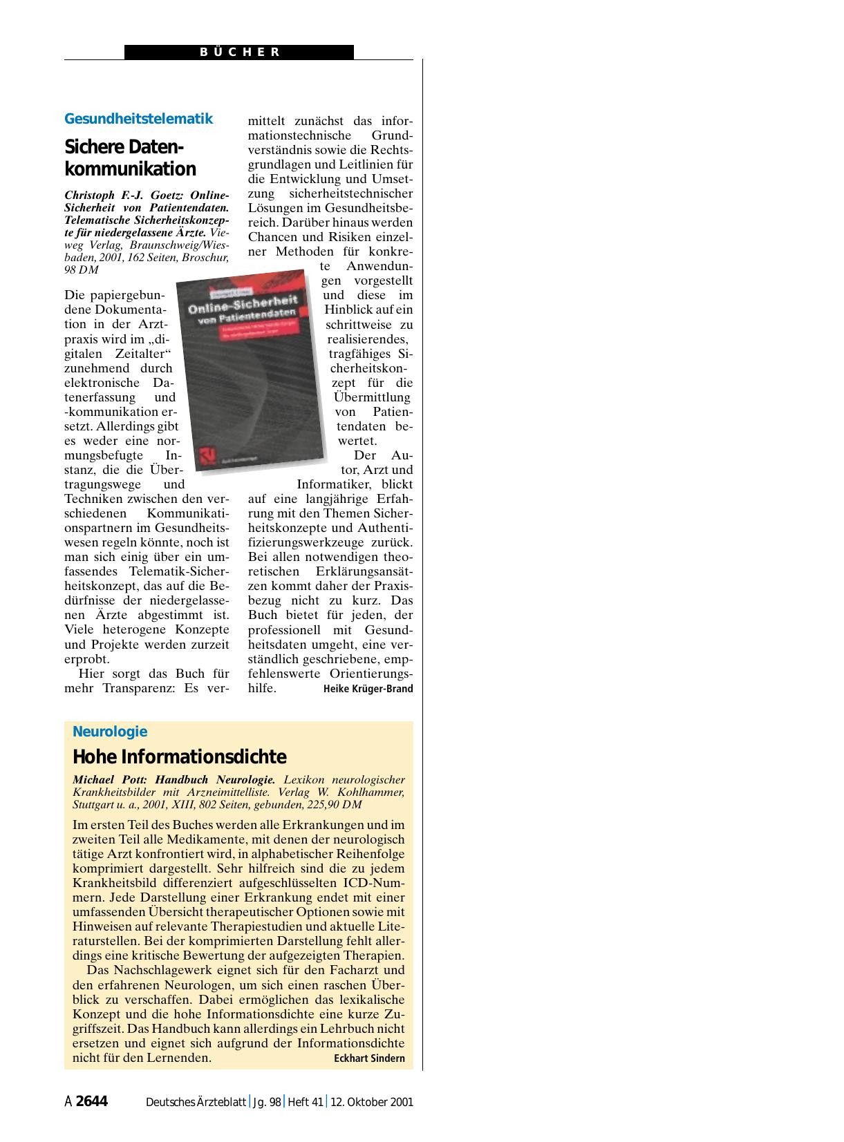 Vorschauseite 1: Handbuch Neurologie. Lexikon neurologischer Krankheitsbilder mit Arzneimittelliste