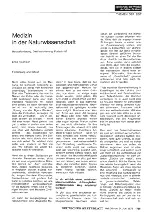 Vorschauseite 1: Medizin in der Naturwissenschaft: Herausforderung, Desillusionierung, Fortschritt?