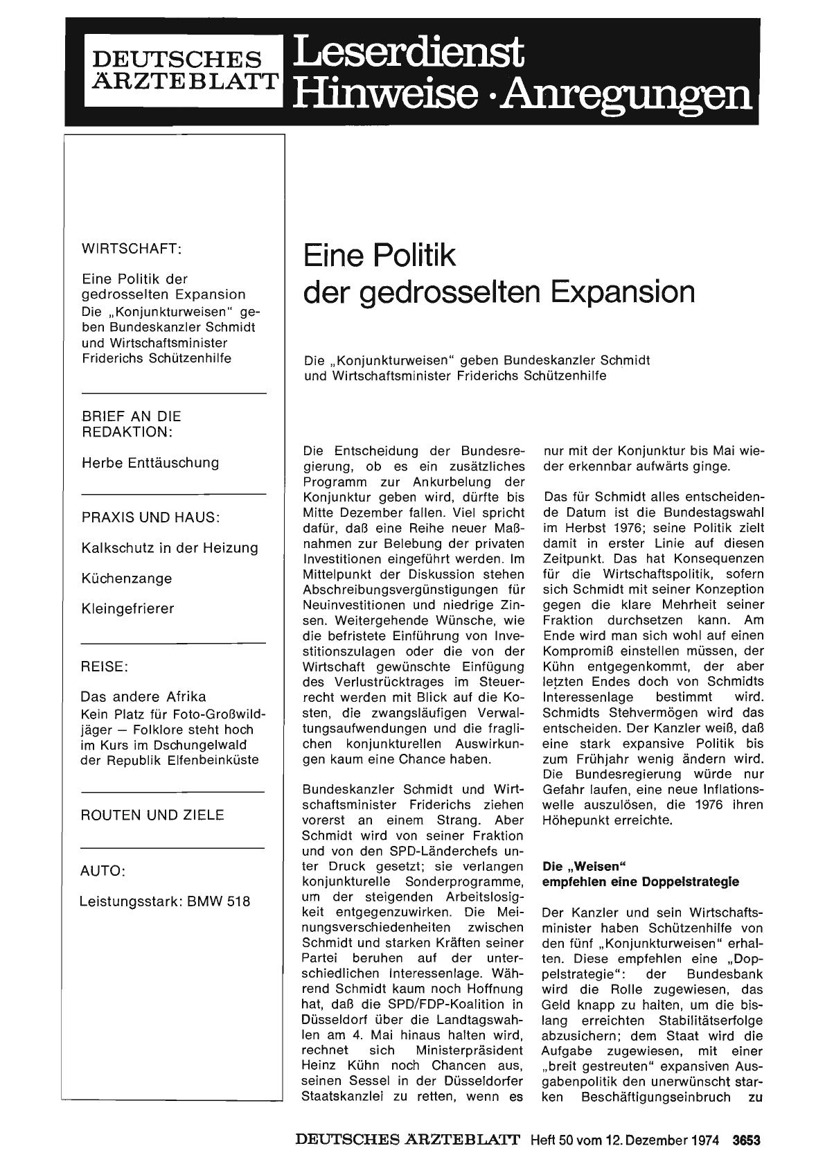 Vorschauseite 1: Eine Politik der gedrosselten Expansion