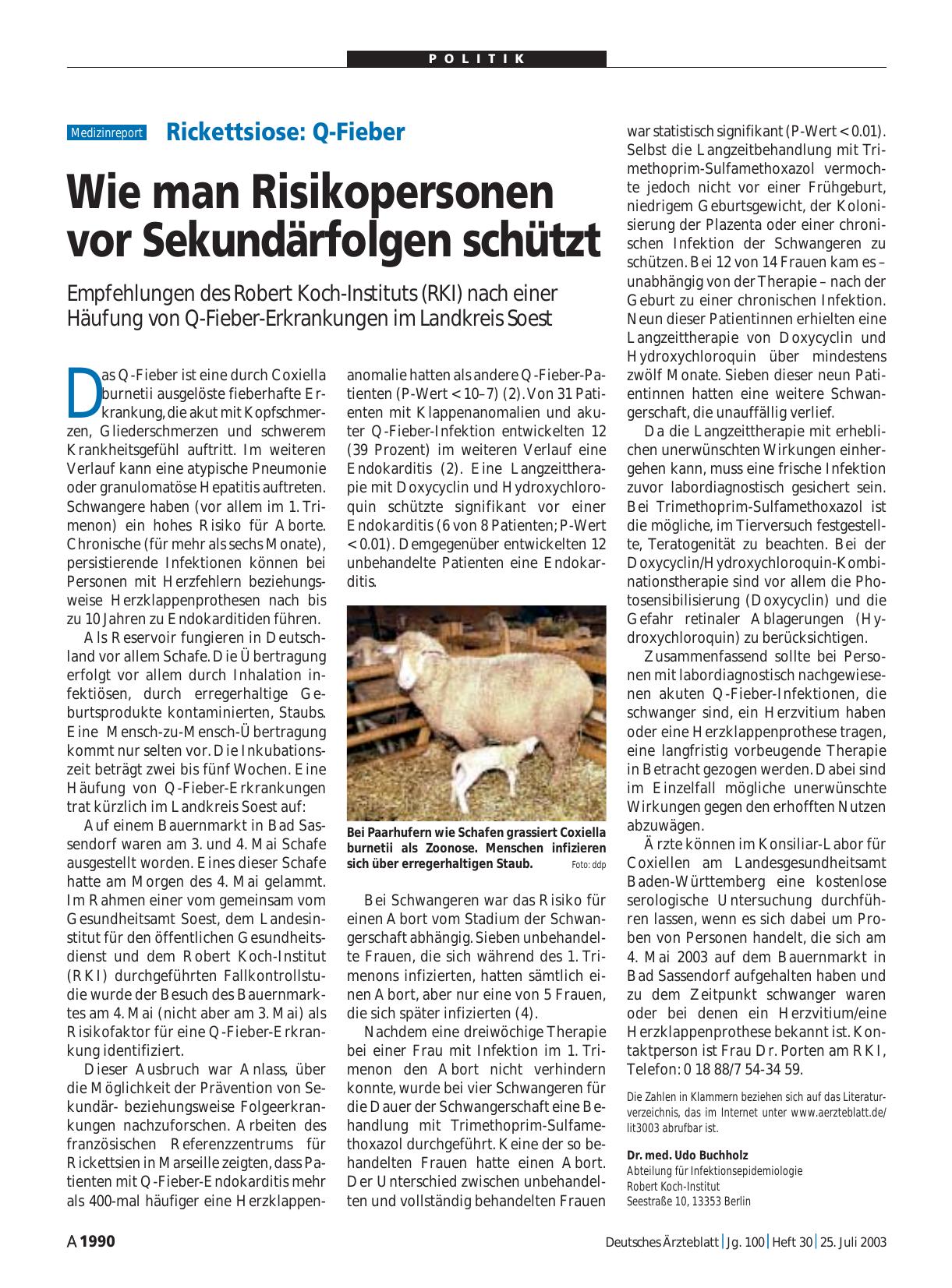 Vorschauseite 1: Rickettsiose - Q-Fieber: Wie man Risikopersonen vor Sekundärfolgen schützt