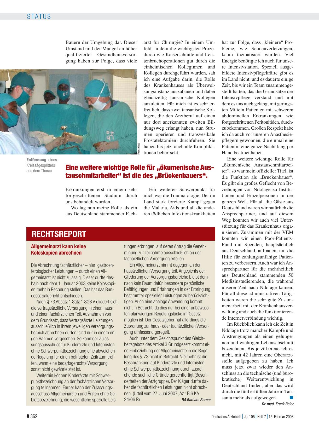 Vorschauseite 1: Rechtsreport: Allgemeinarzt kann keine Koloskopien abrechnen