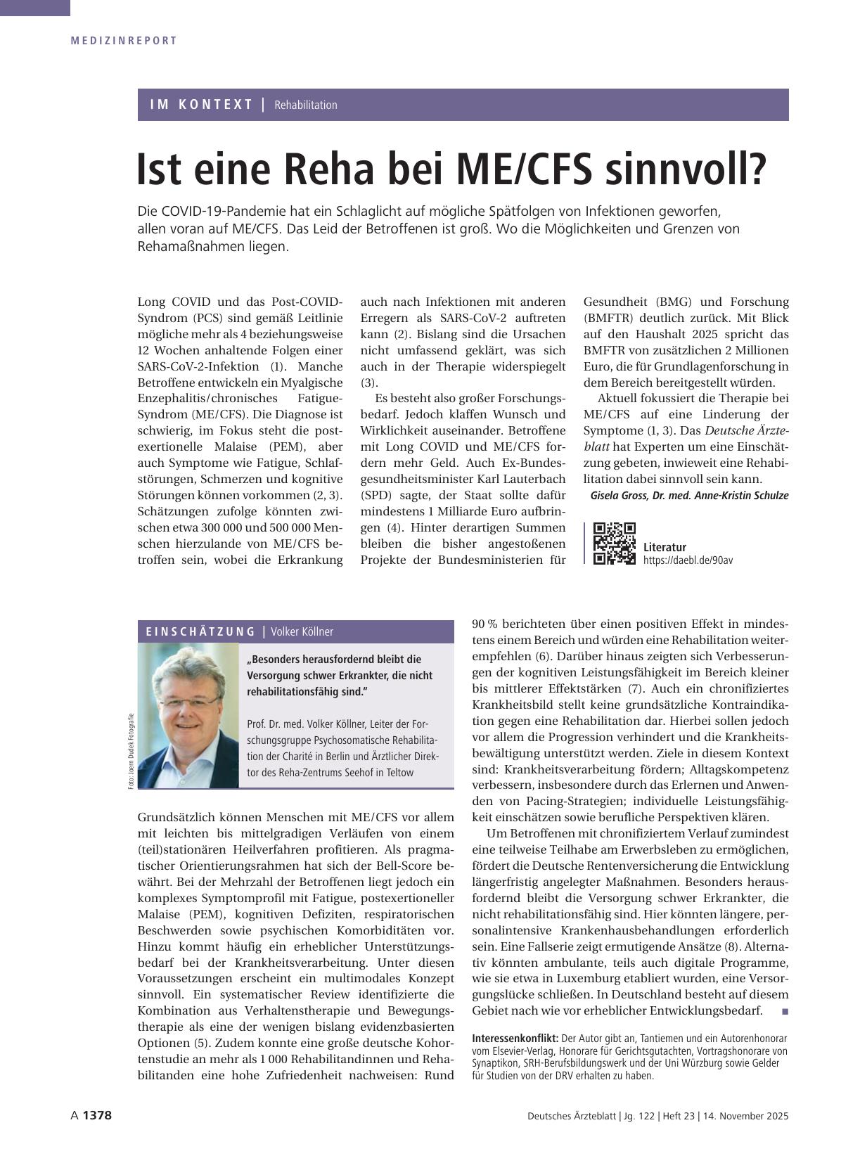 Vorschauseite 1: Rehabilitation: Ist eine Reha bei ME/CFS sinnvoll?