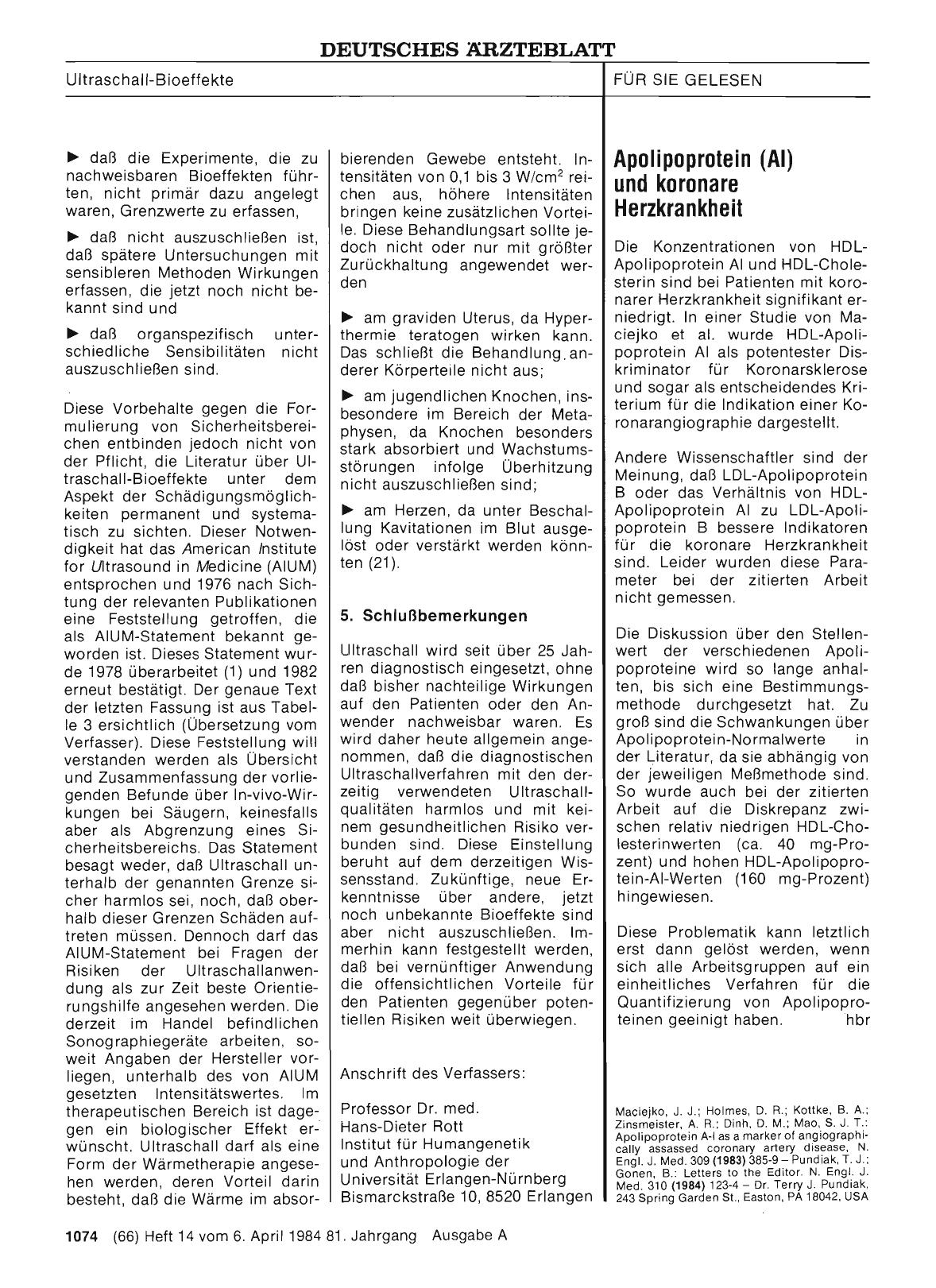 Vorschauseite 1: Apolipoprotein (Al) und koronare Herzkrankheit