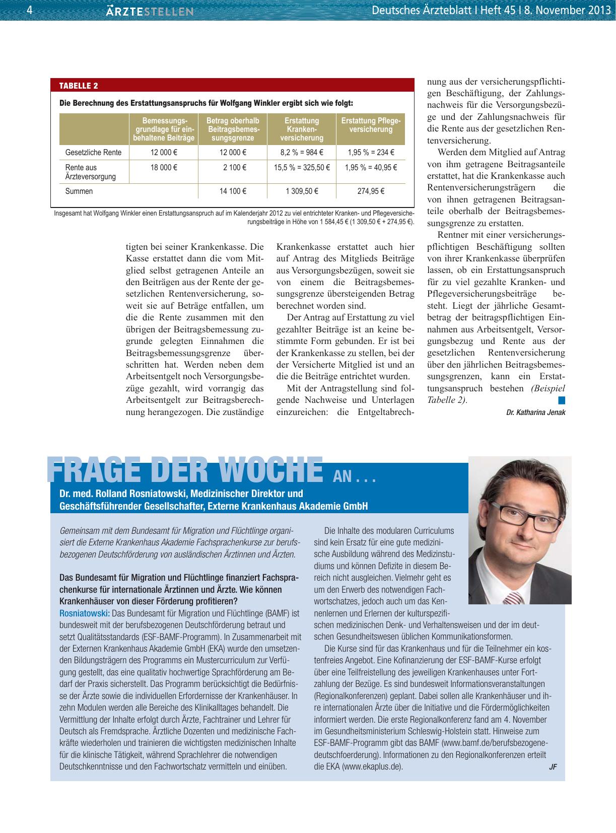 Vorschauseite 1: Frage der Woche an. .. Dr. med. Rolland Rosniatowski, Medizinischer Direktor und Geschäftsführender Gesellschafter, Externe Krankenhaus Akademie GmbH