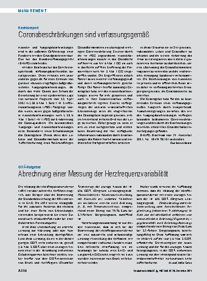 Vorschauseite 1: GOÄ-Ratgeber: Abrechnung einer Messung der Herzfrequenzvariabilität