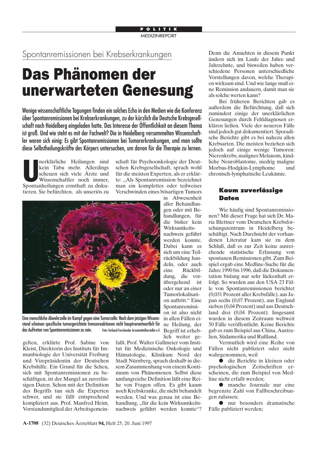 Vorschauseite 1: Spontanremissionen bei Krebserkrankungen: Das Phänomen der unerwarteten Genesung