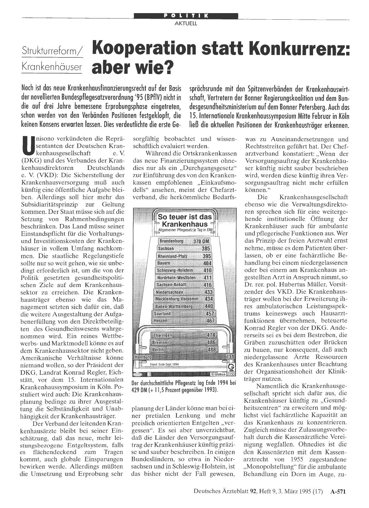 Vorschauseite 1: Strukturreform/Krankenhäuser: Kooperation statt Konkurrenz: aber wie?