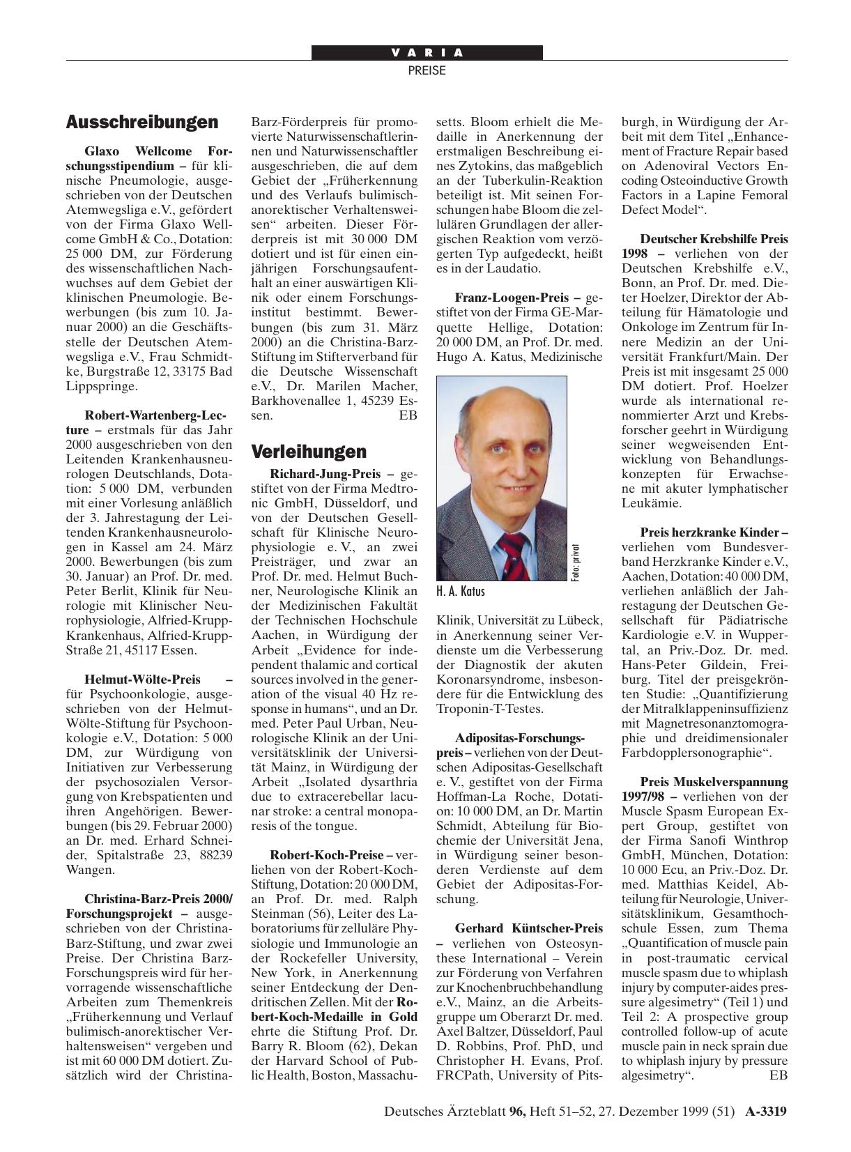 Vorschauseite 1: Verleihungen