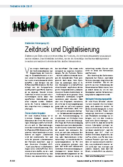 Vorschauseite 1: Stationäre Versorgung (II): Zeitdruck und Digitalisierung