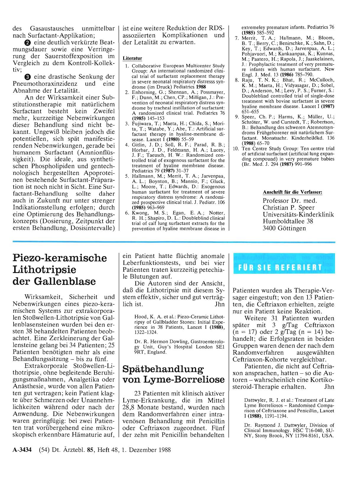 Vorschauseite 1: Piezo-keramische Lithotripsie der Gallenblase