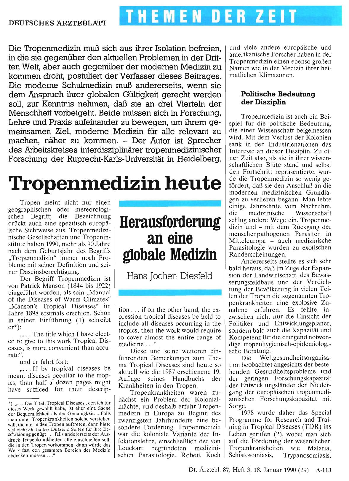 Vorschauseite 1: Tropenmedizin heute: Herausforderung an eine globale Medizin