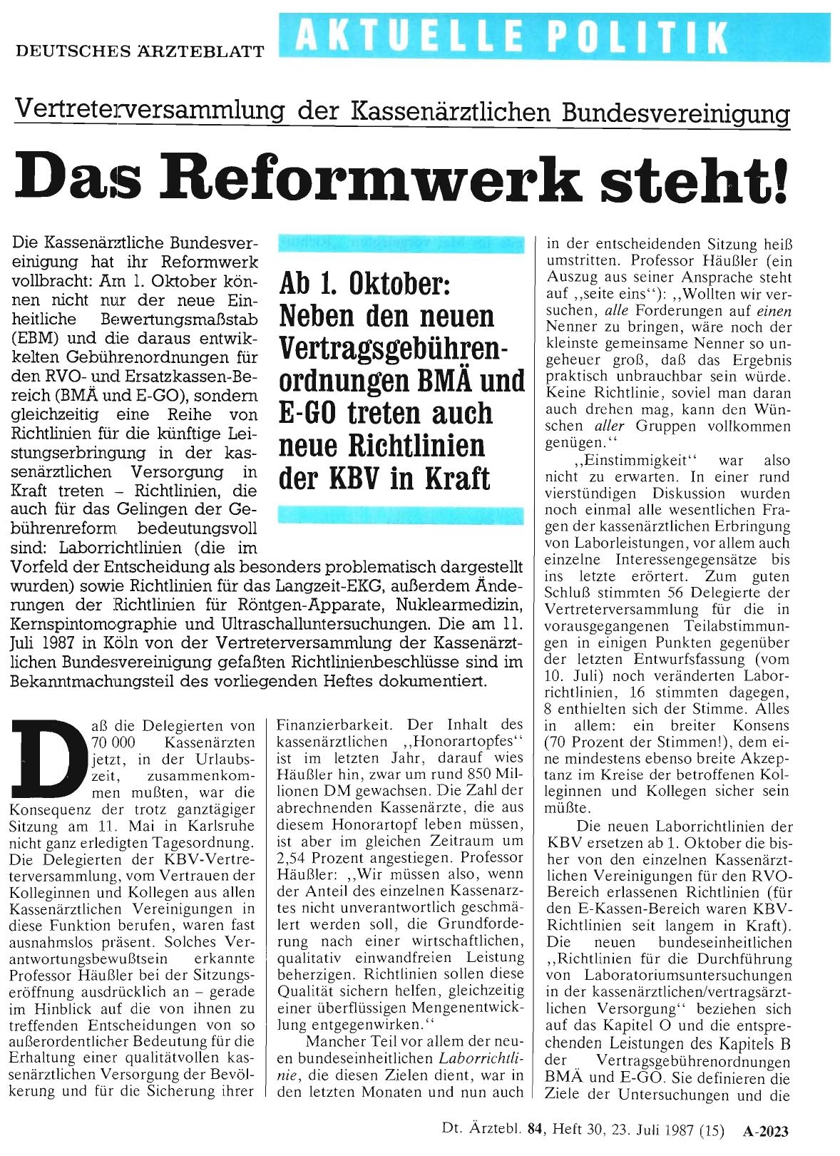 Vorschauseite 1: Das Reformwerk steht!
