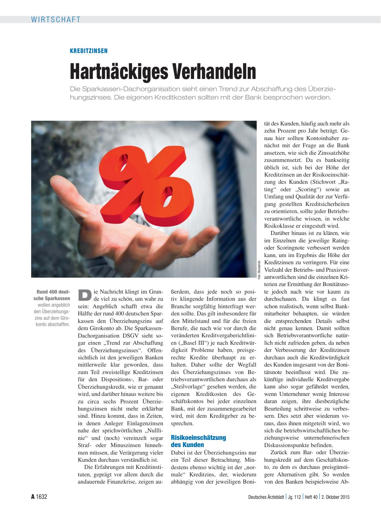 Vorschauseite 1: Kreditzinsen: Hartnäckiges Verhandeln