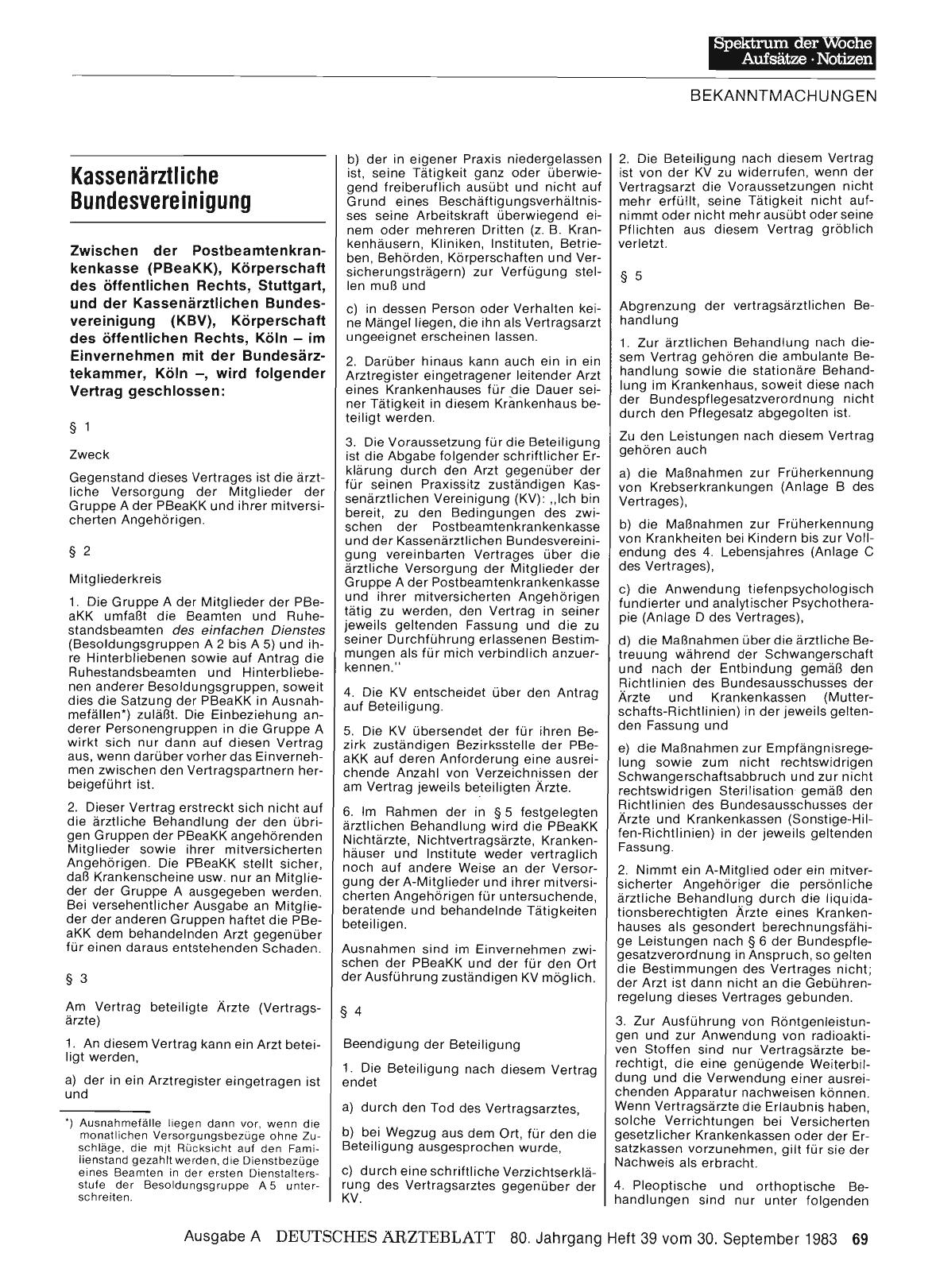 Vorschauseite 1: Kassenärztliche Bundesvereinigung: Zwischen der Postbeamtenkrankenkasse (PBeaKK), Körperschaft des öffentlichen Rechts, Stuttgart, und der Kassenärztlichen Bundesvereinigung (KBV)…