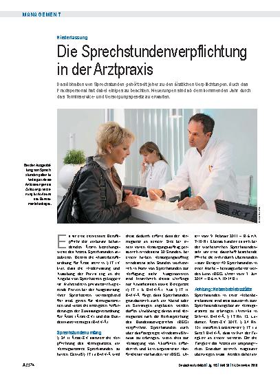 Vorschauseite 1: Niederlassung: Die Sprechstundenverpflichtung in der Arztpraxis