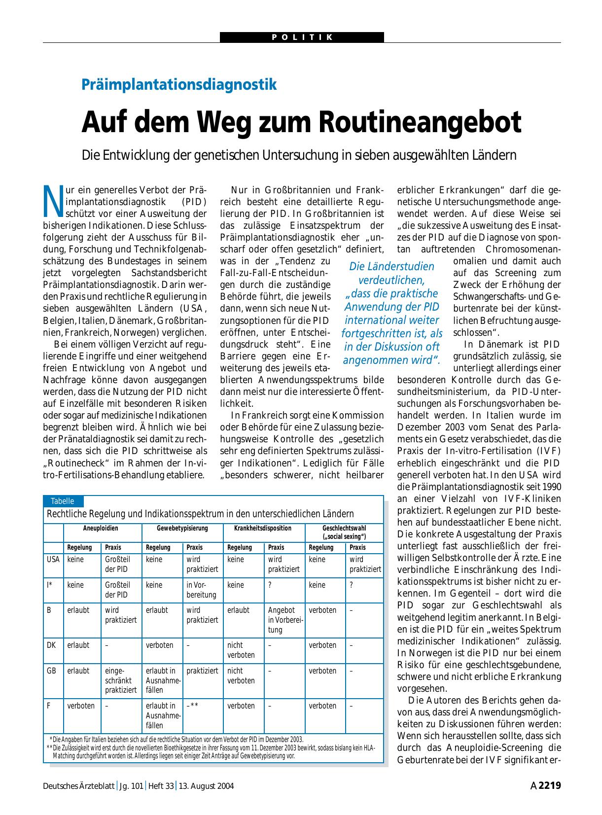 Vorschauseite 1: Präimplantationsdiagnostik: Auf dem Weg zum Routineangebot