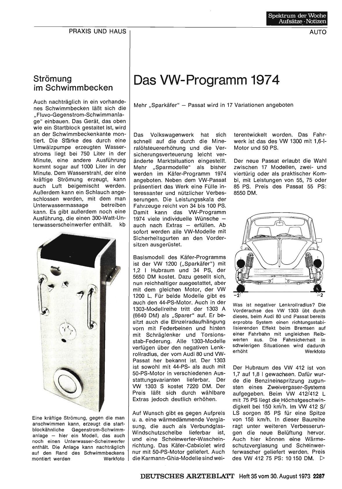 Vorschauseite 1: Das VW-Programm 1974