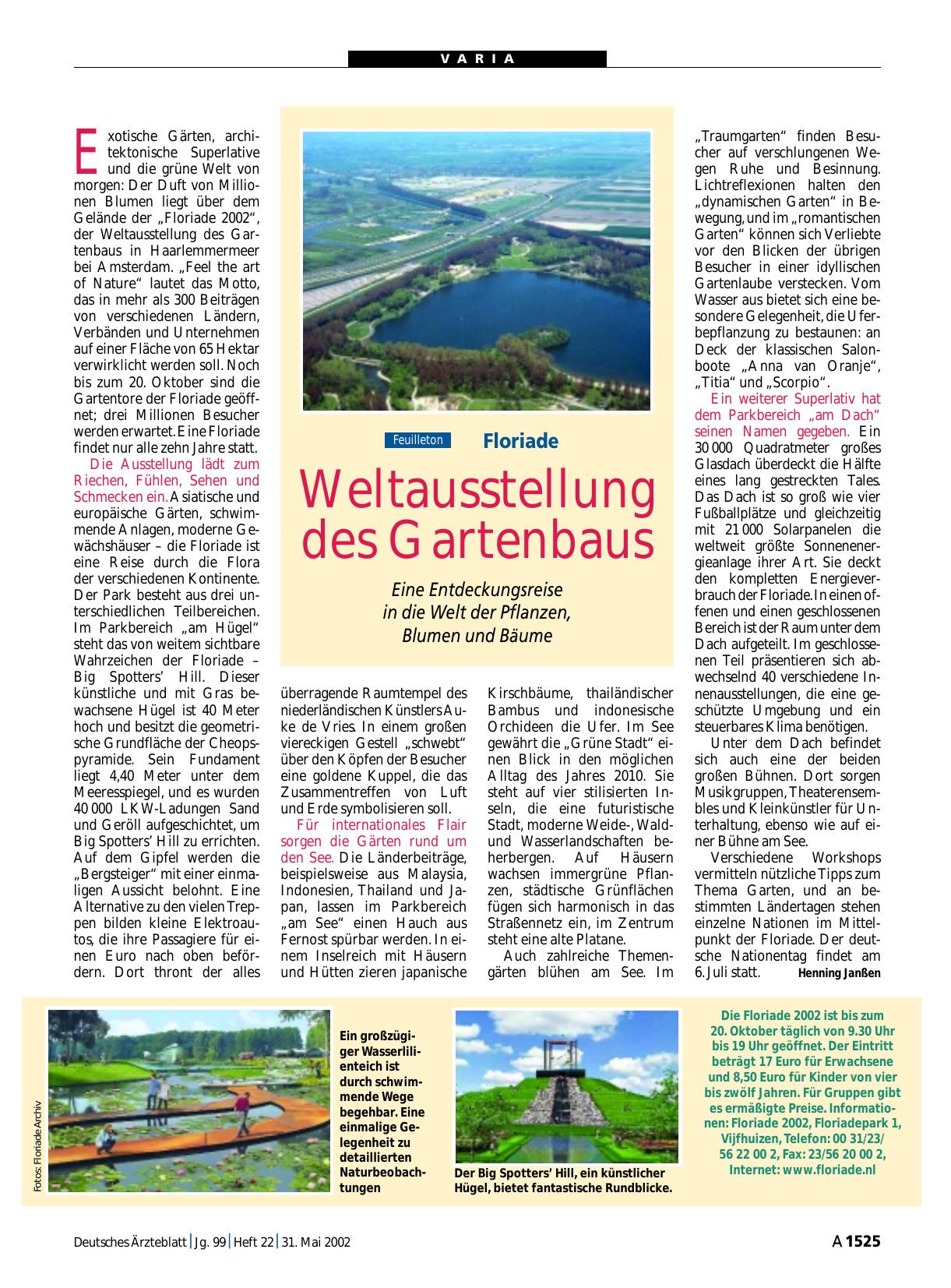 Vorschauseite 1: Floriade: Weltausstellung des Gartenbaus