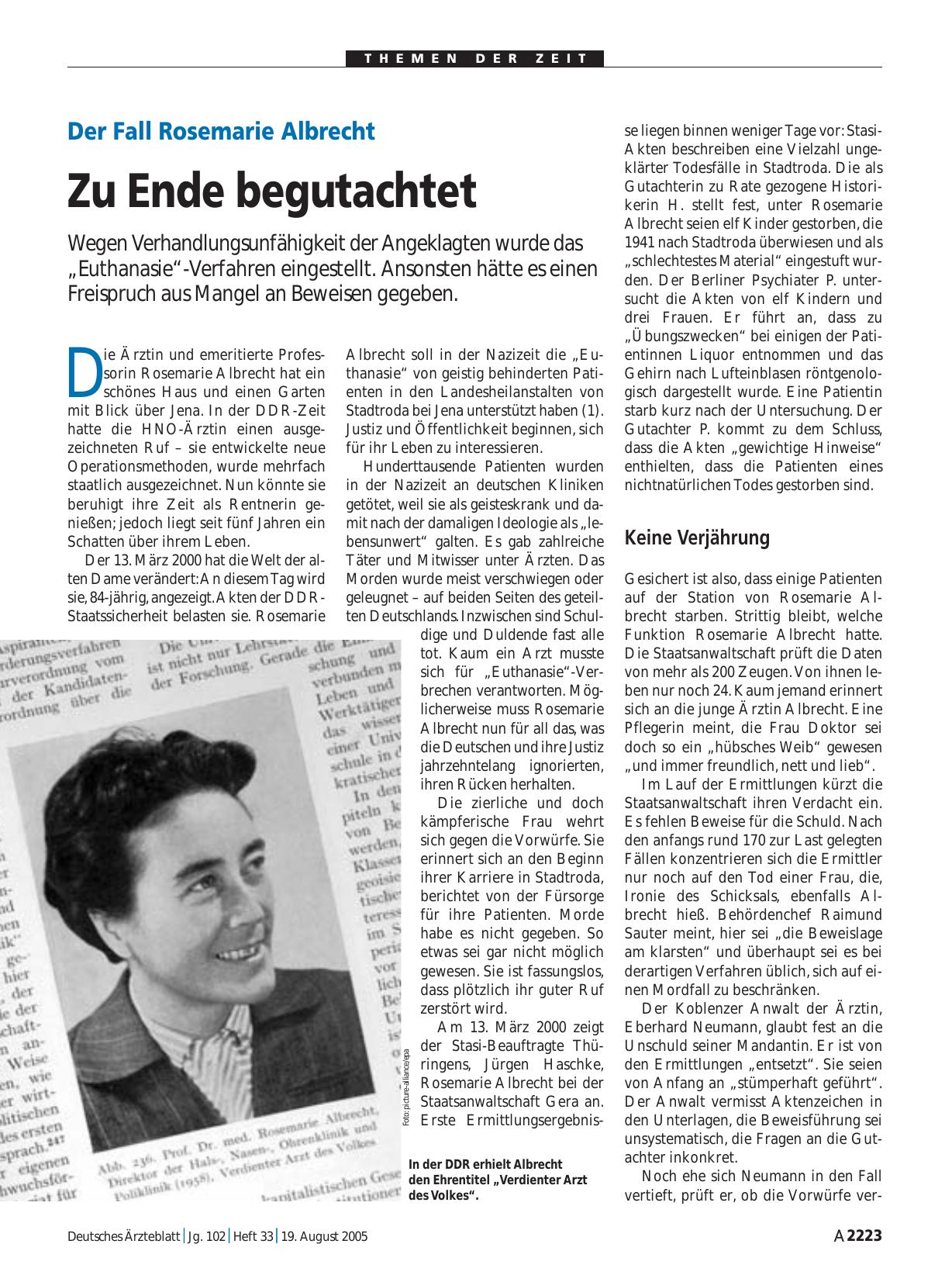 Vorschauseite 1: Der Fall Rosemarie Albrecht: Zu Ende begutachtet