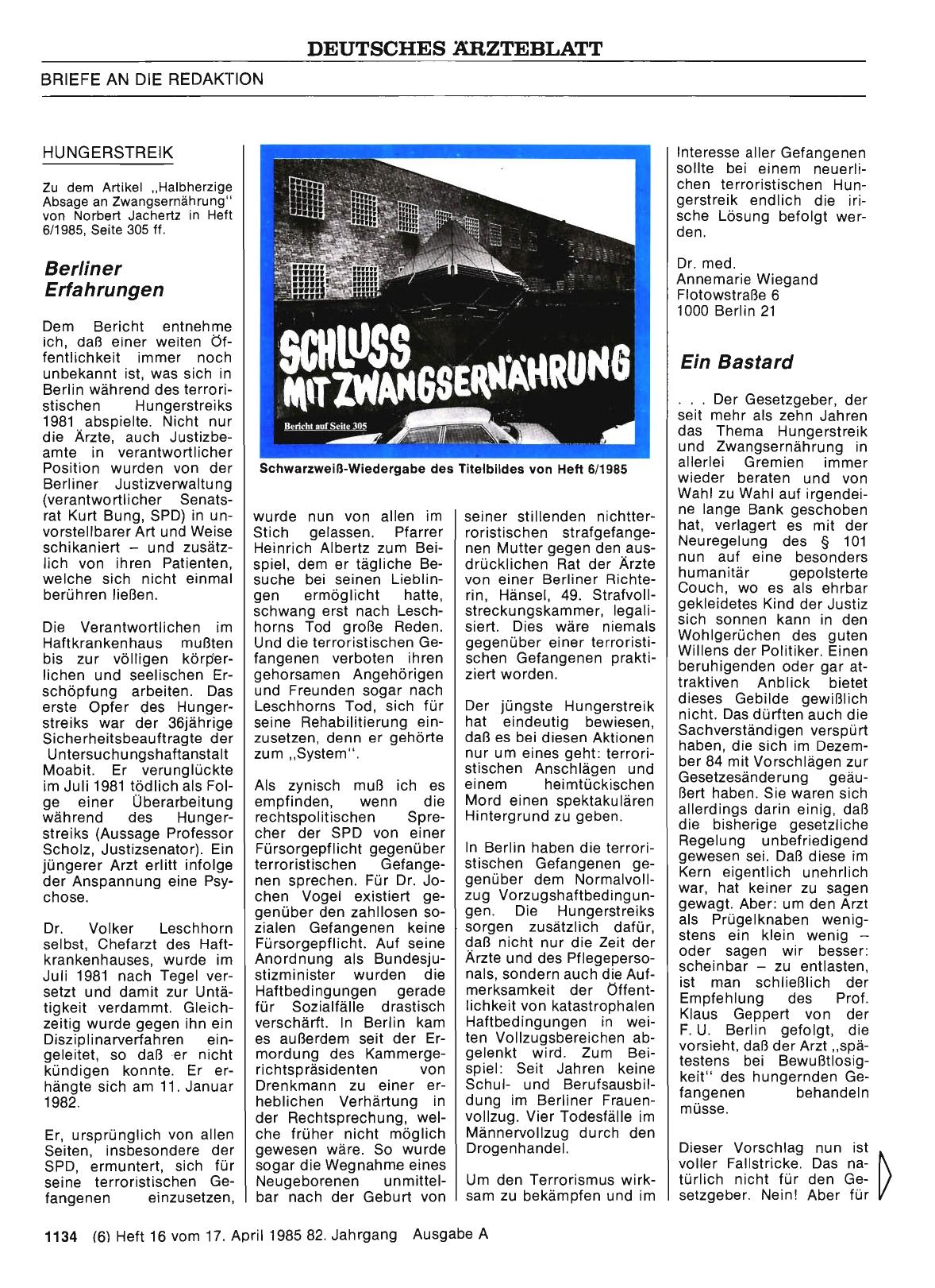 Vorschauseite 1: HUNGERSTREIK: Berliner Erfahrungen