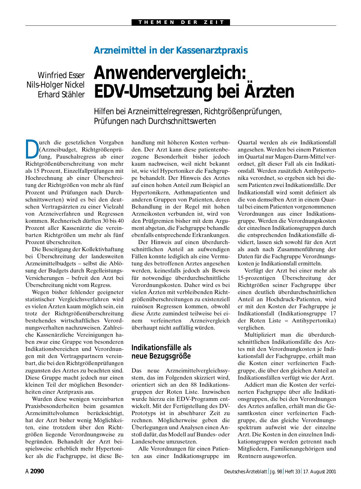 Vorschauseite 1: Arzneimittel in der Kassenarztpraxis: Anwendervergleich
