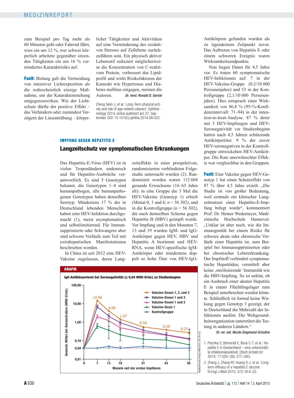 Vorschauseite 1: Impfung gegen Hepatitis E: Langzeitschutz vor symptomatischen Erkrankungen