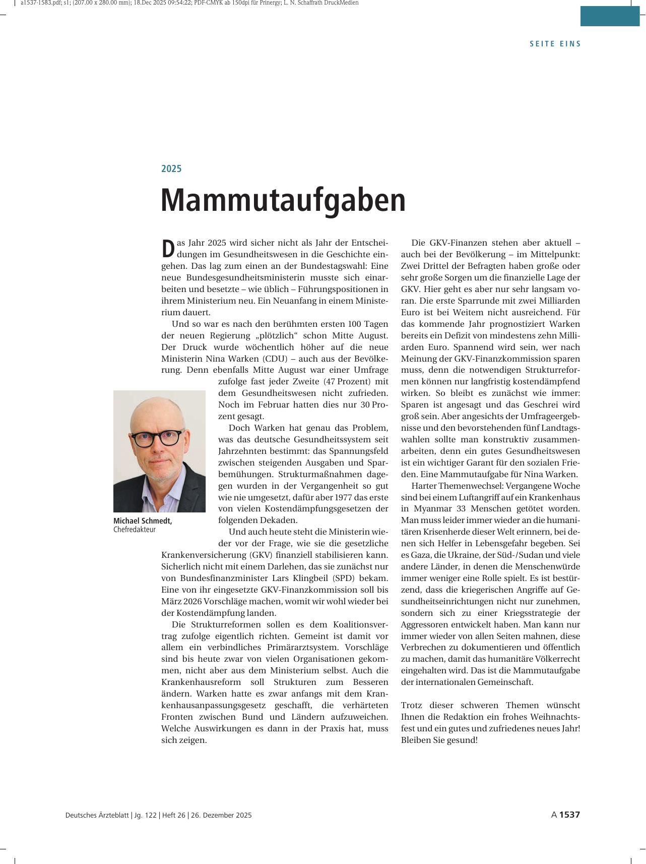 Vorschauseite 1: 2025: Mammutaufgaben