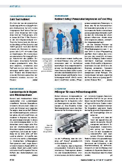 Vorschauseite 1: Krankenhäuser: Kabinett bringt Personaluntergrenzen auf den Weg