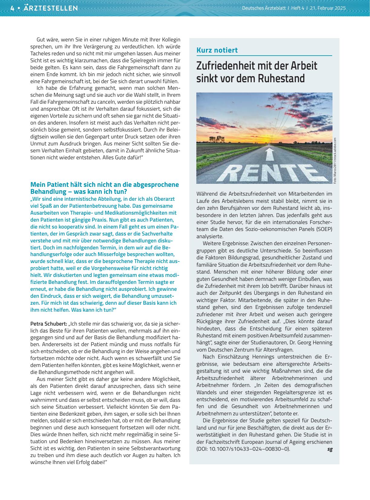 Vorschauseite 1: Zufriedenheit mit der Arbeit sinkt vor dem Ruhestand
